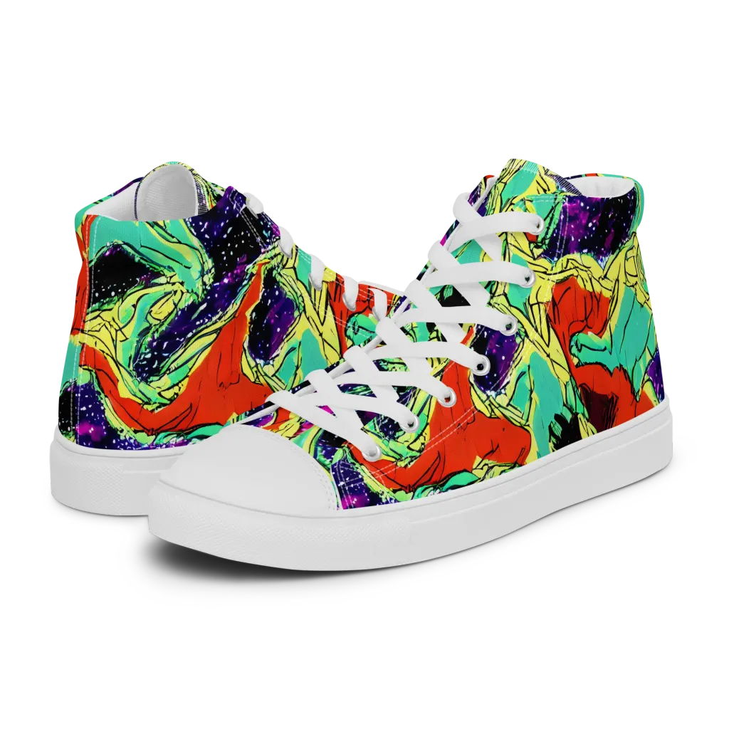 Psychedelic Canopy on Women's High Top Canvas Shoes — Left
