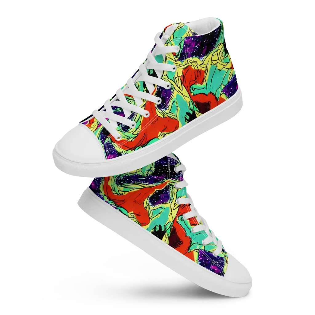 Psychedelic Canopy on Women's High Top Canvas Shoes — Front