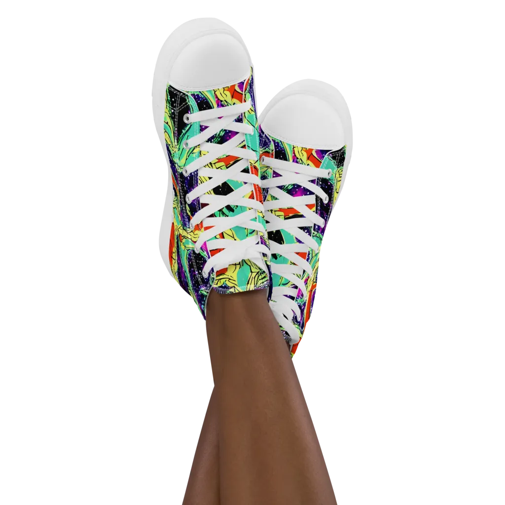 Psychedelic Canopy on Women's High Top Canvas Shoes — Front