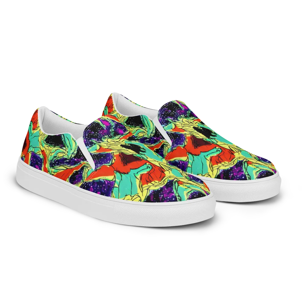 Psychedelic Canopy on Men's Slip-On Canvas Shoes — Right Front