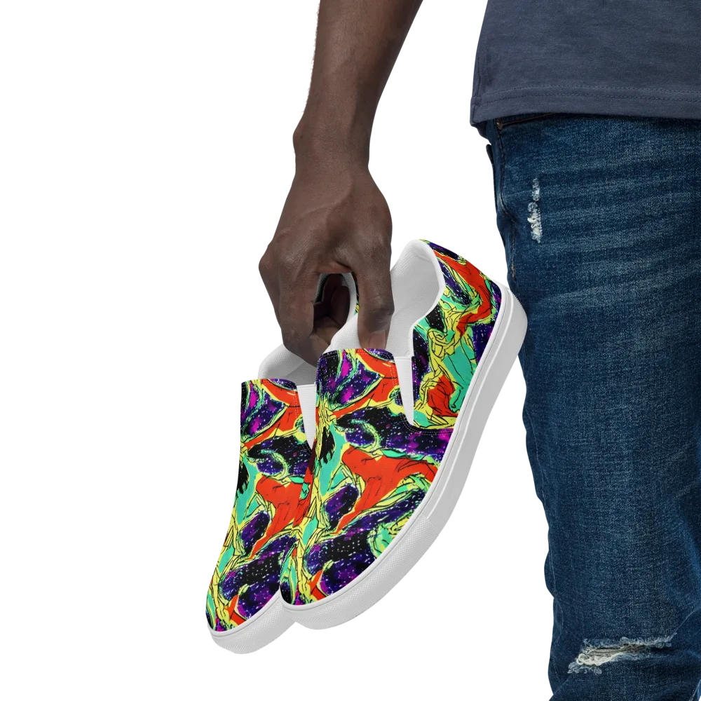 Psychedelic Canopy on Men's Slip-On Canvas Shoes — Left Front