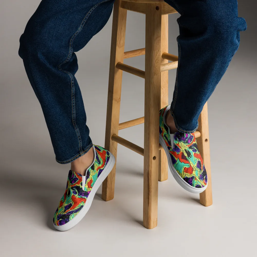 Psychedelic Canopy on Men's Slip-On Canvas Shoes — Front