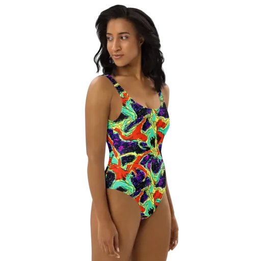 Psychedelic Canopy on a One-Piece Swimsuit