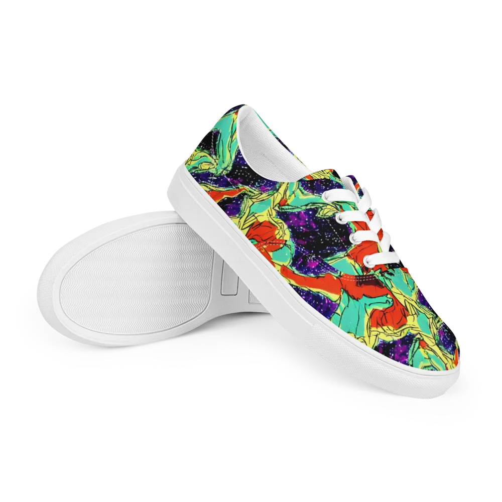 Psychedelic Canopy on Men's Lace-Up Canvas Shoes — Right Front