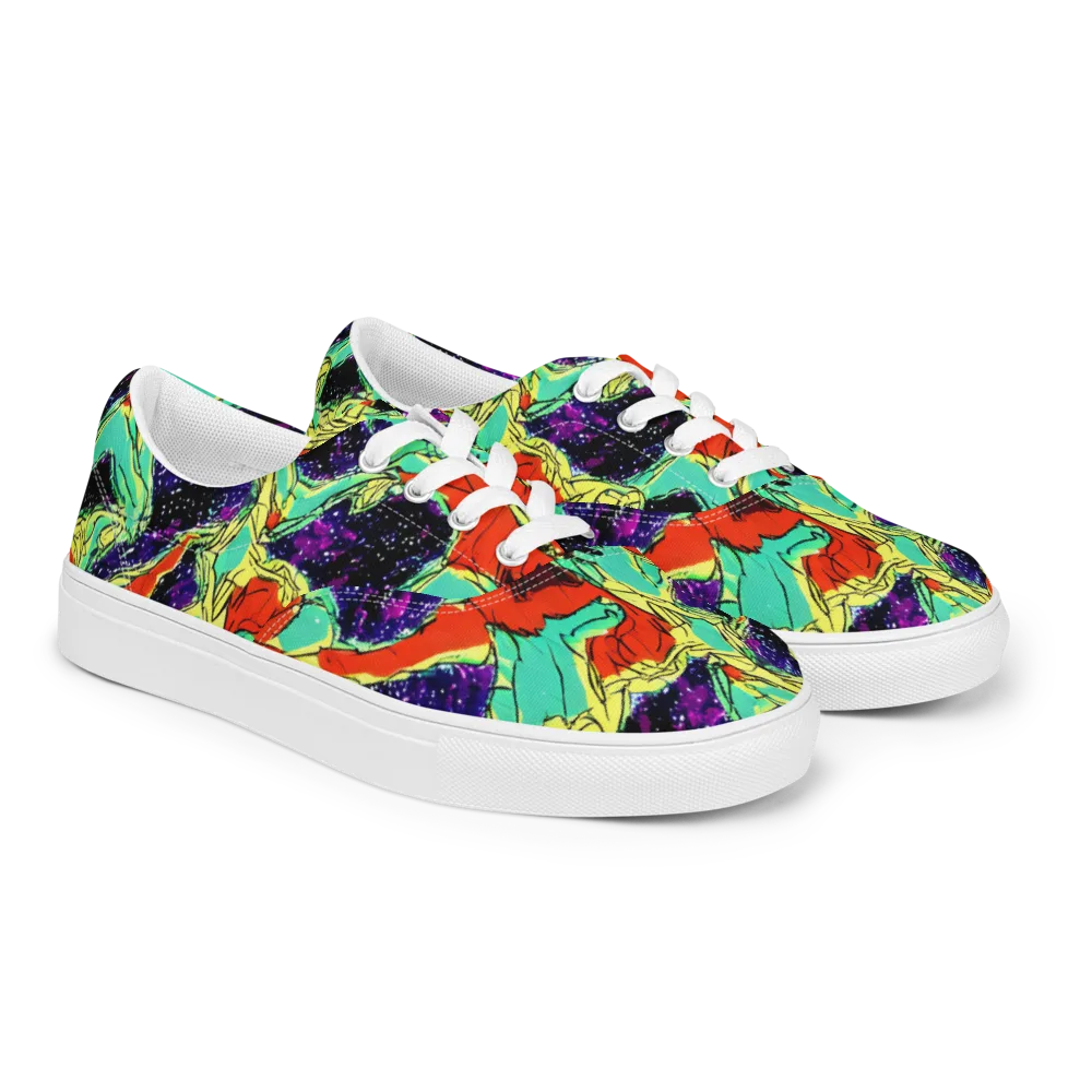 Psychedelic Canopy on Men's Lace-Up Canvas Shoes — Right Front