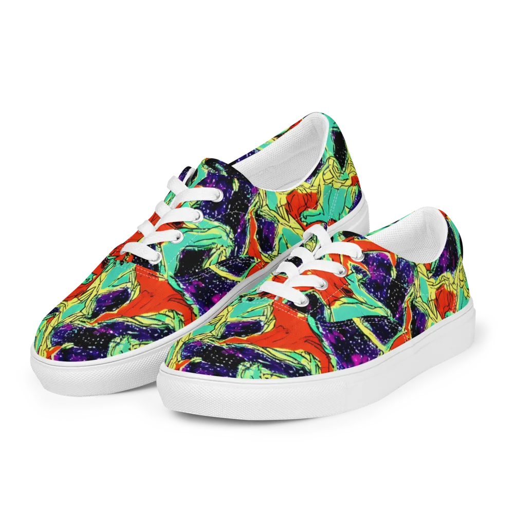 Psychedelic Canopy on Men's Lace-Up Canvas Shoes — Left Front