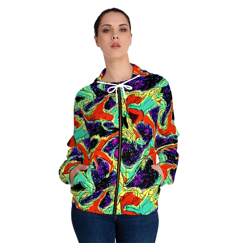 Psychedelic Canopy on Women's Full-Zip Hoodie — Front On Person