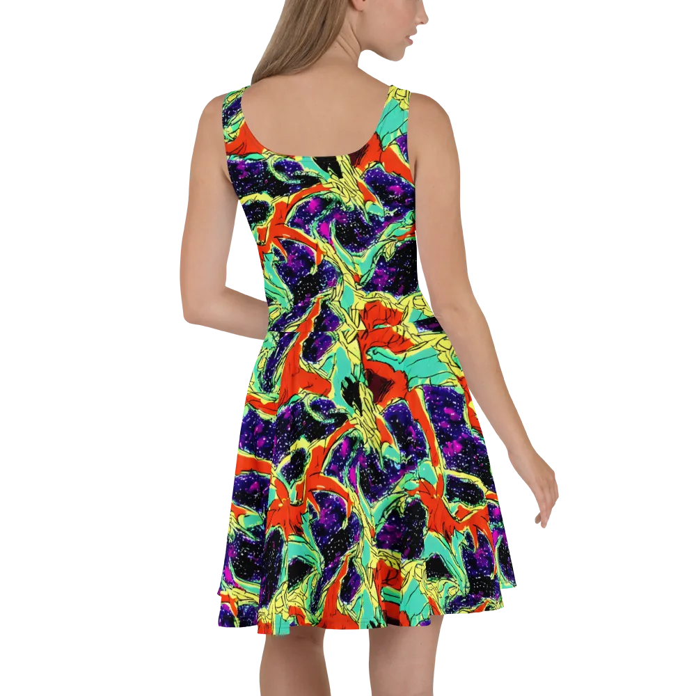 Psychedelic Canopy on Skater Dress — Back