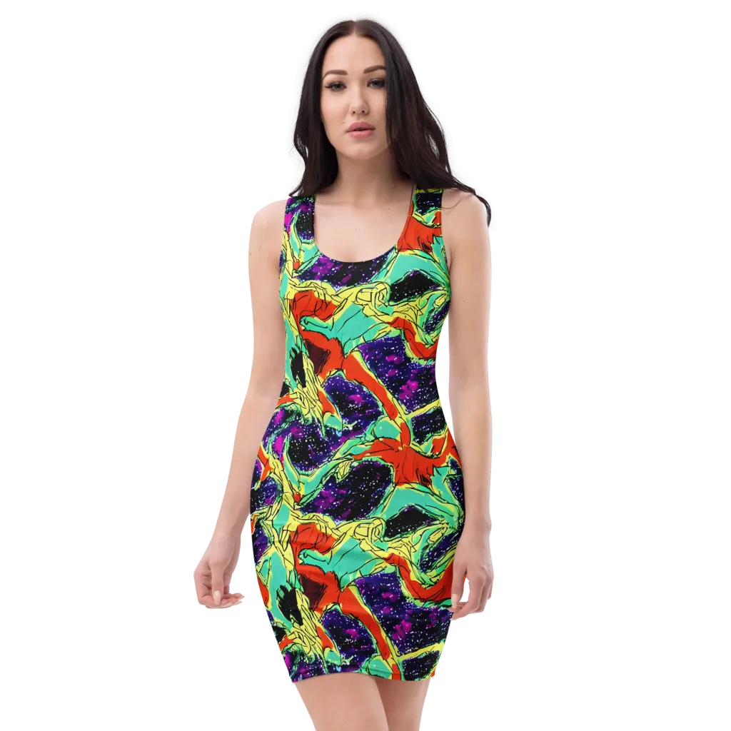 Psychedelic Canopy on Bodycon Dress — Front