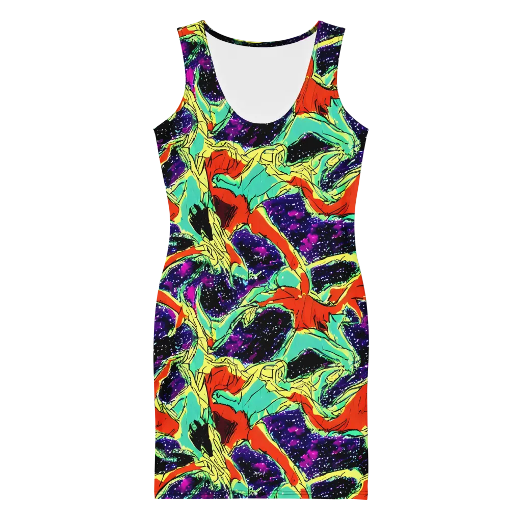 Psychedelic Canopy on Bodycon Dress — Front