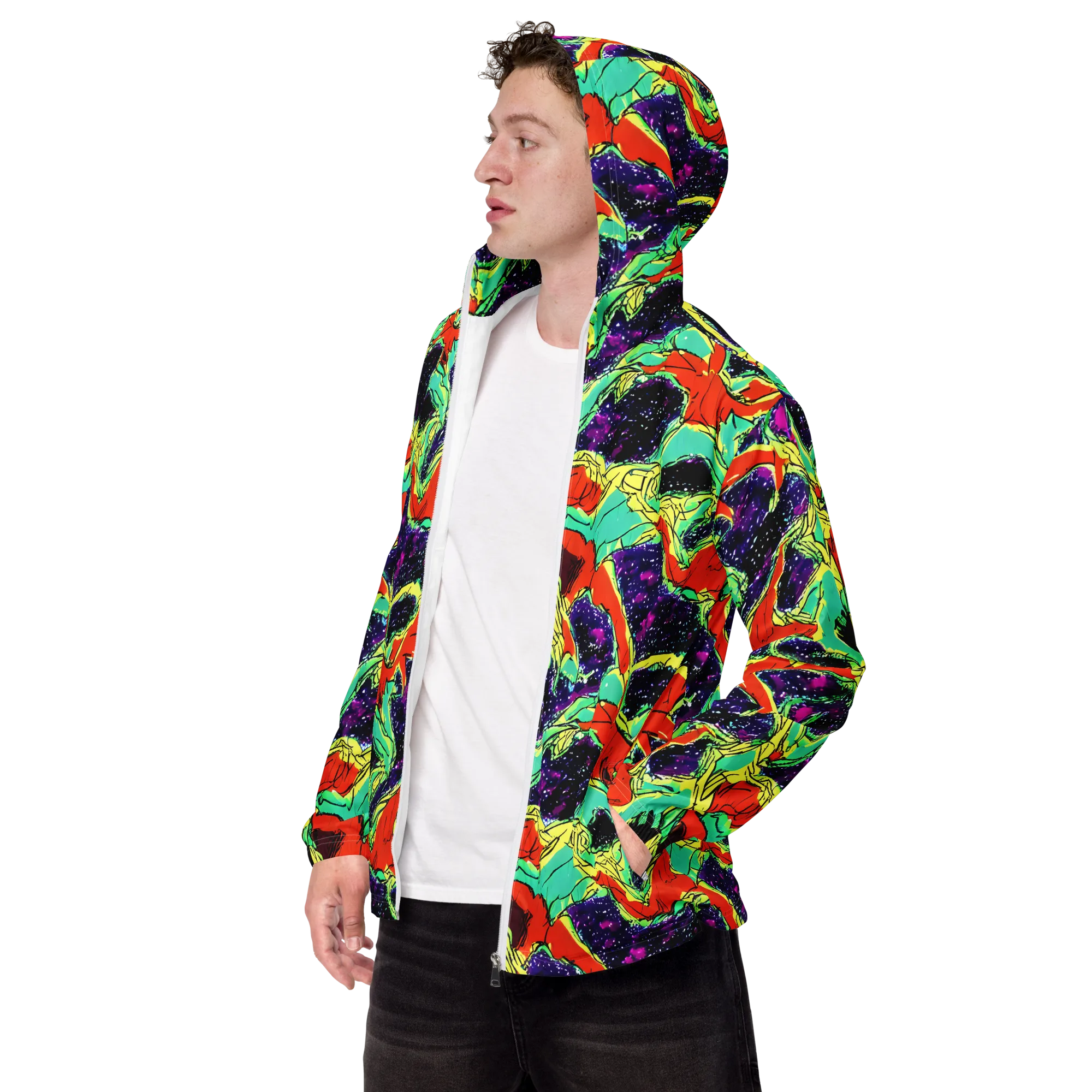 Psychedelic Canopy on Men's Windbreaker — Left Front