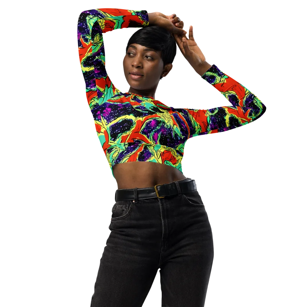 Psychedelic Canopy on Long Sleeve Crop Top — Front