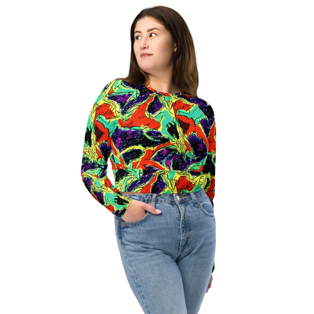 Psychedelic Canopy on Long Sleeve Crop Top — Front