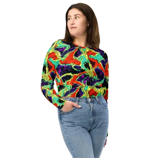 Psychedelic Canopy on a Long Sleeve Crop Top