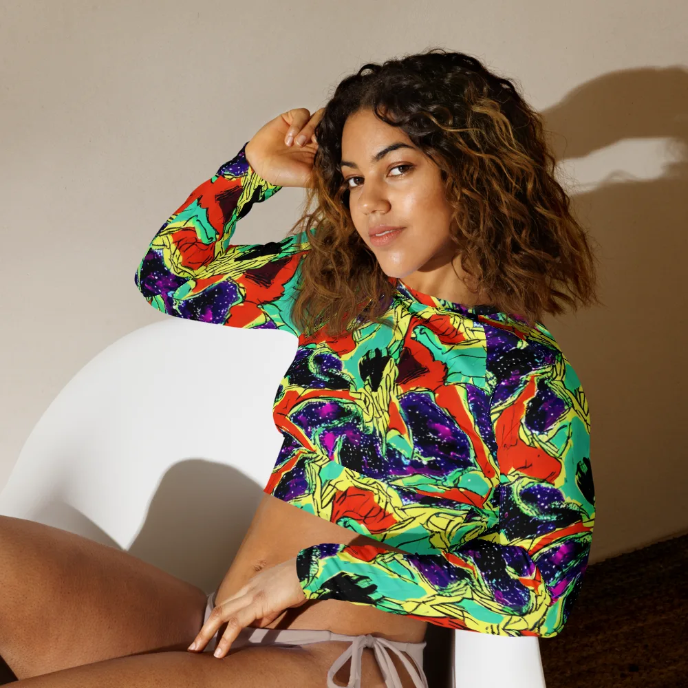 Psychedelic Canopy on Long Sleeve Crop Top — Left Front