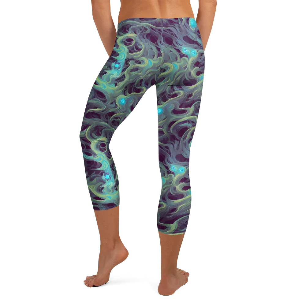 Aqua Apparition on Capri Leggings — Back