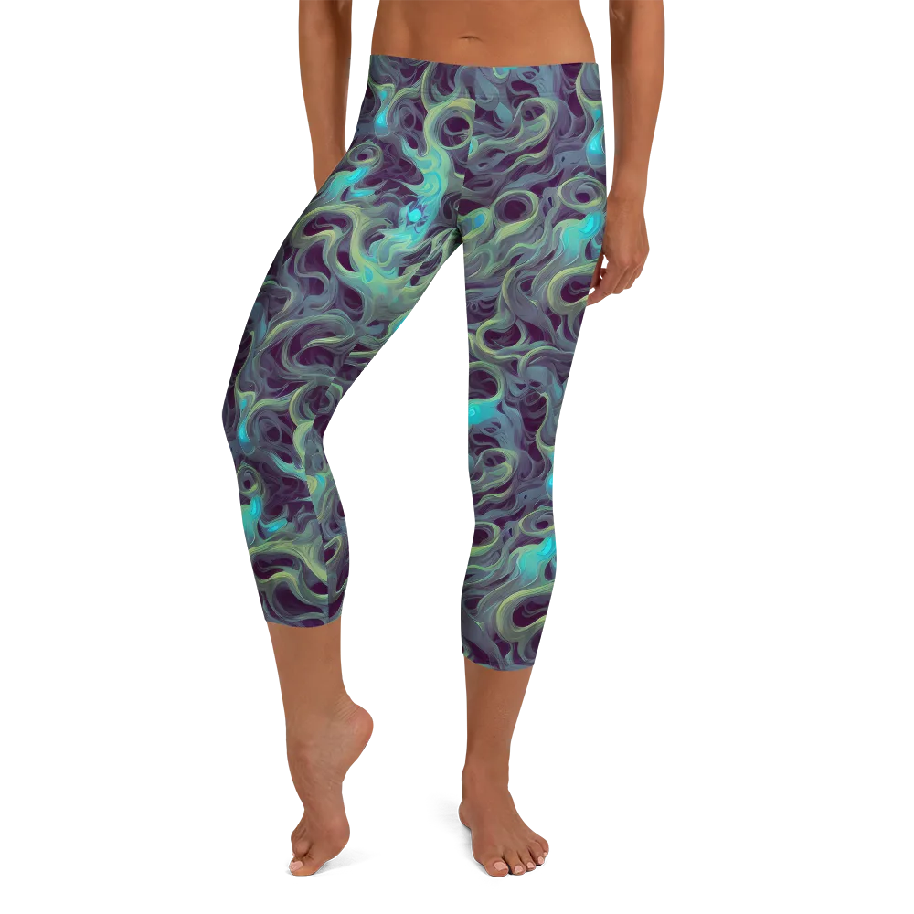Aqua Apparition on Capri Leggings — Front