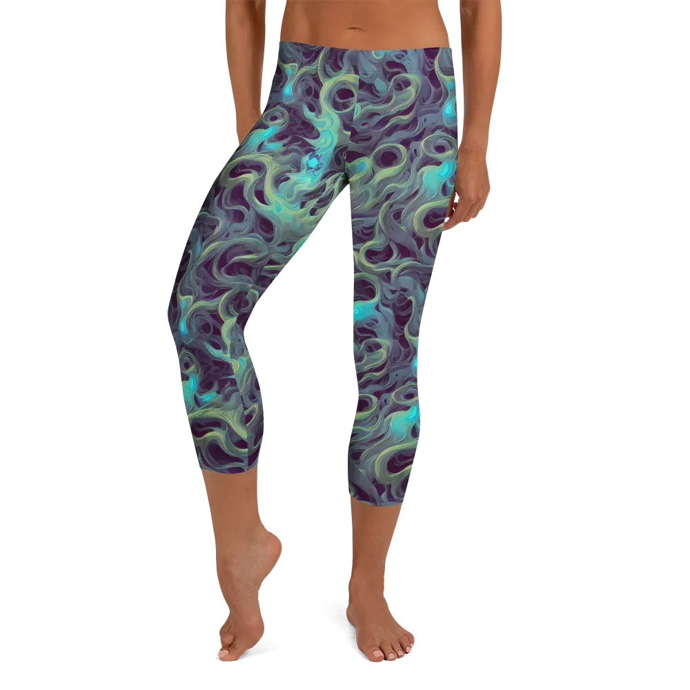 Aqua Apparition on Capri Leggings — Front