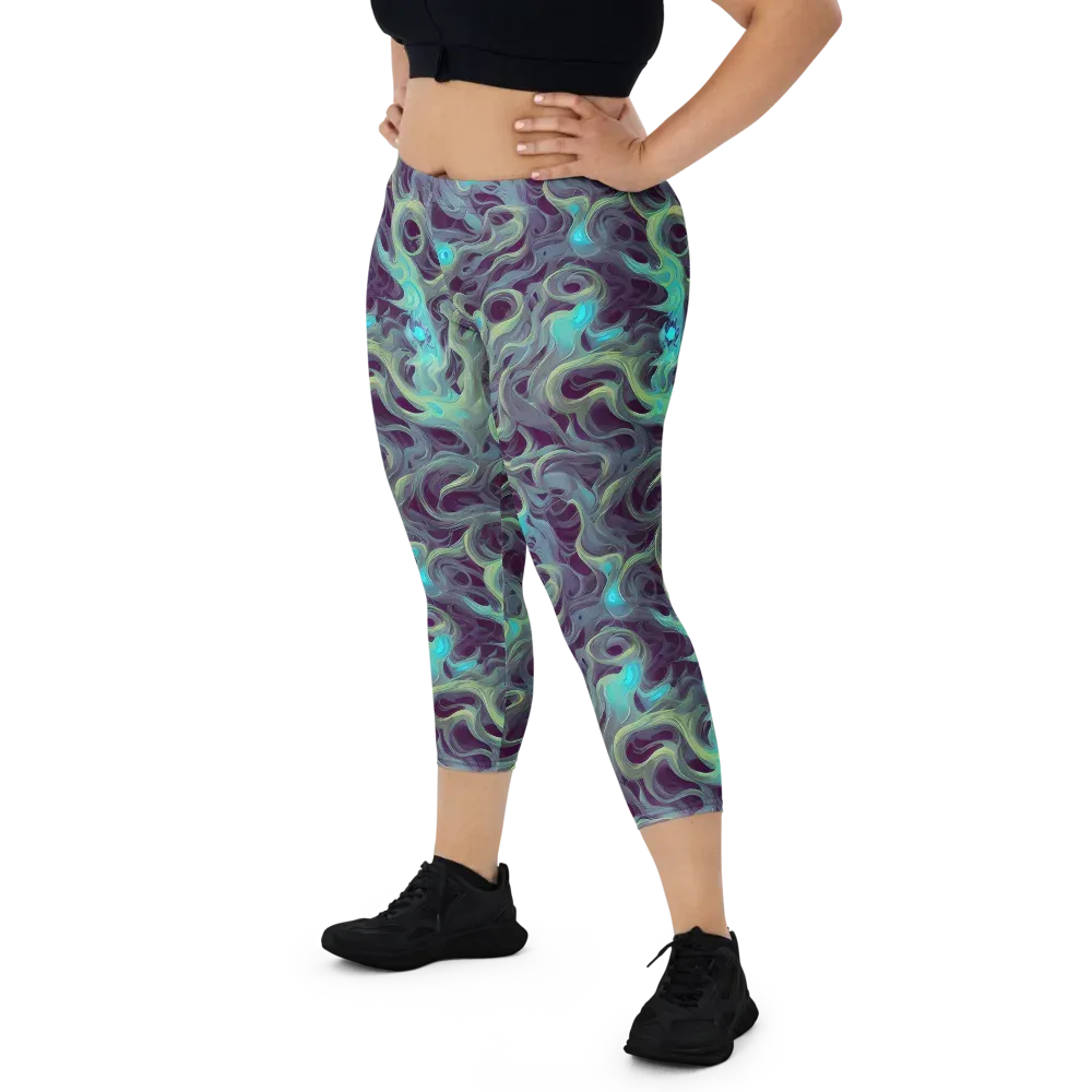 Aqua Apparition on Capri Leggings — Front