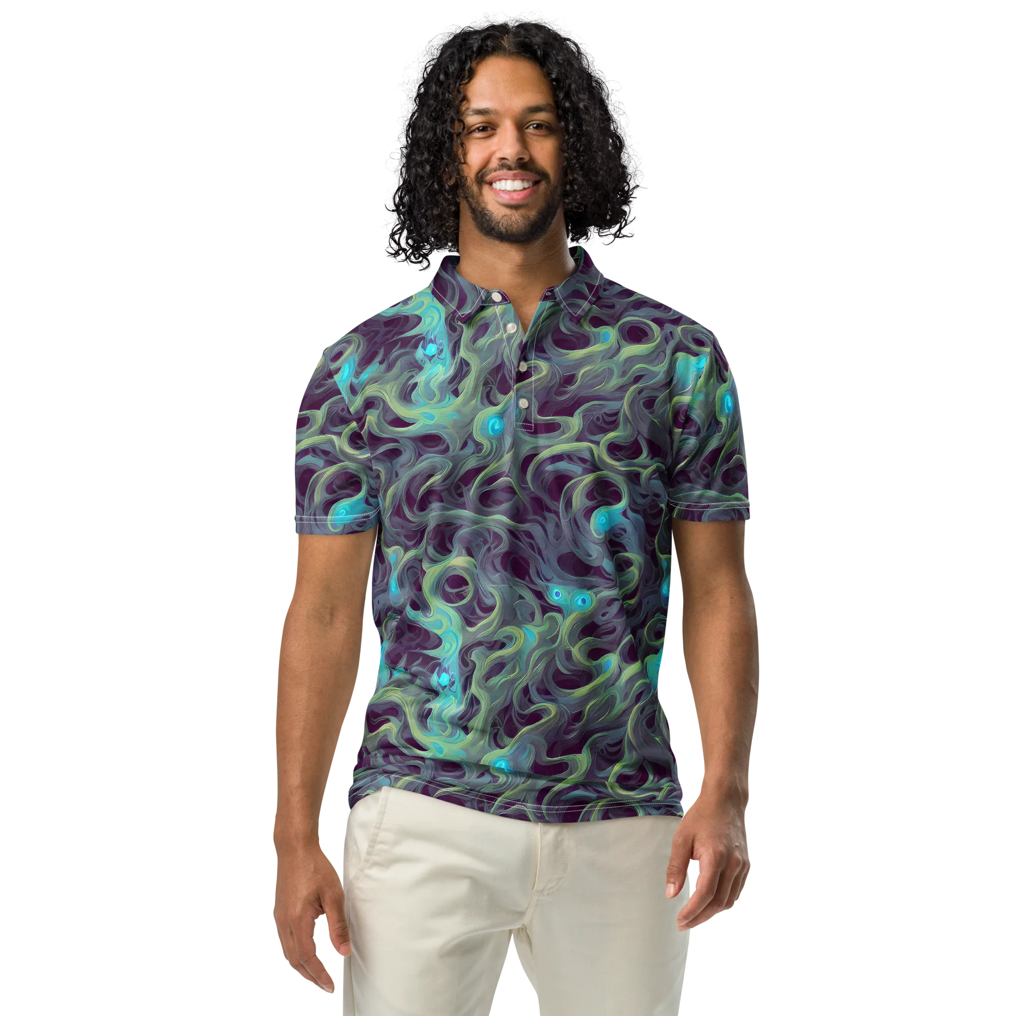 Aqua Apparition on Men's Slim Fit Polo Shirt — Front