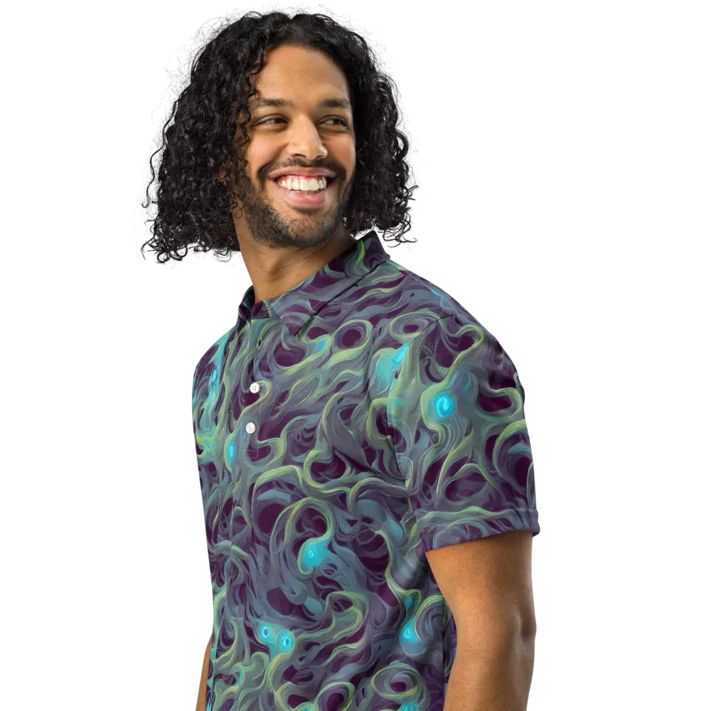 Aqua Apparition on Men's Slim Fit Polo Shirt — Left Front