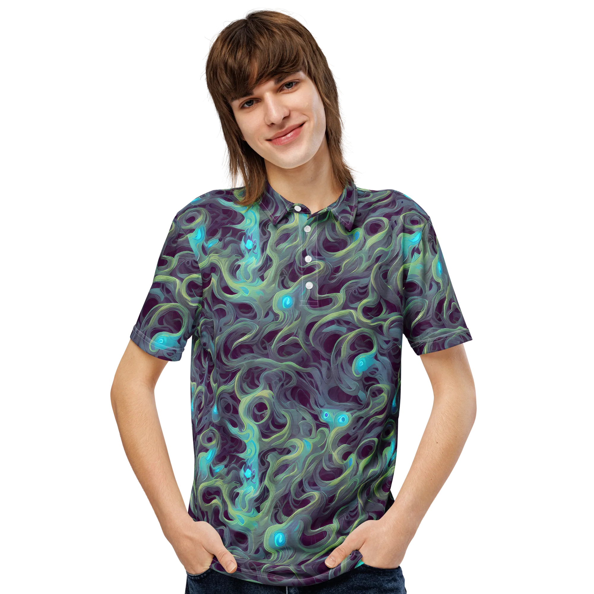 Aqua Apparition on Men's Slim Fit Polo Shirt — Front
