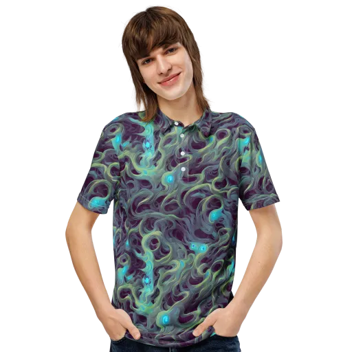 Aqua Apparition on a Men's Slim Fit Polo Shirt