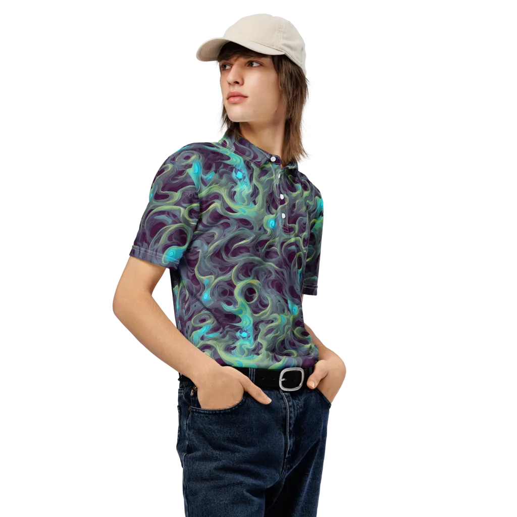 Aqua Apparition on Men's Slim Fit Polo Shirt — Right Front