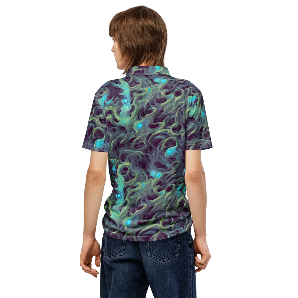 Aqua Apparition on Men's Slim Fit Polo Shirt — Back