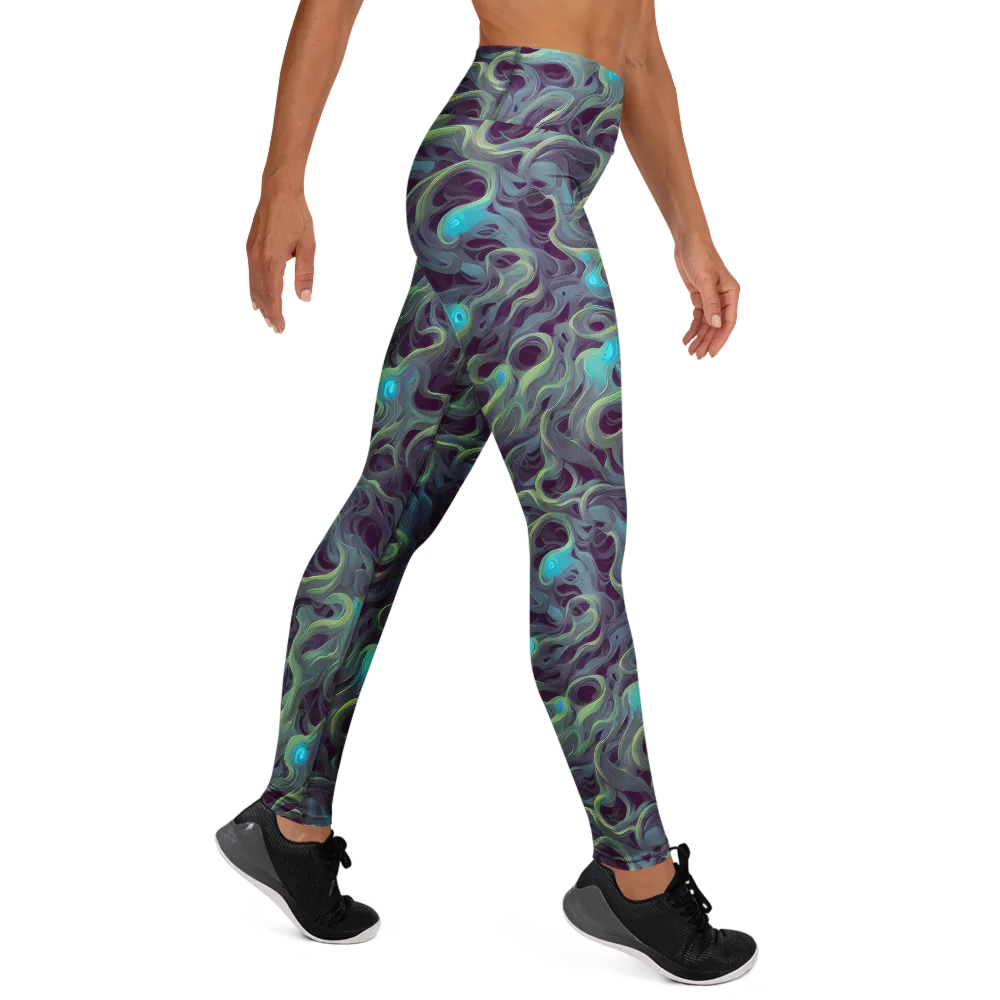 Aqua Apparition on Yoga Leggings — Right