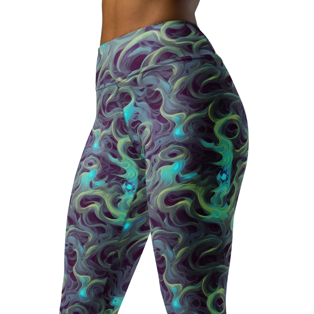 Aqua Apparition on Yoga Leggings — Left Front