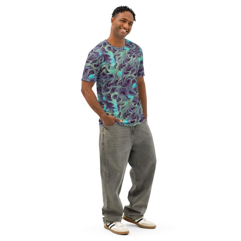 Aqua Apparition on Men's Cotton Crew Neck T-Shirt — Right Front