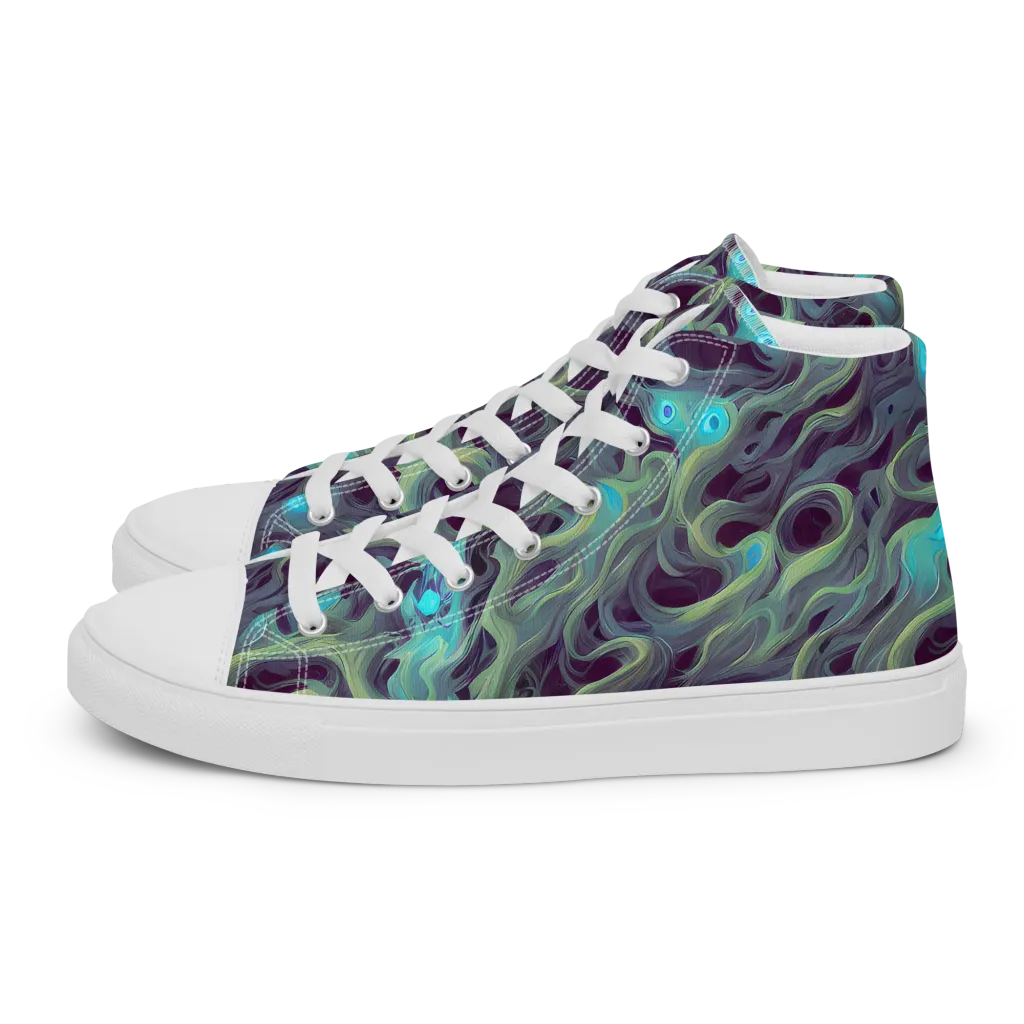 Aqua Apparition on Men's High Top Canvas Shoes — Left
