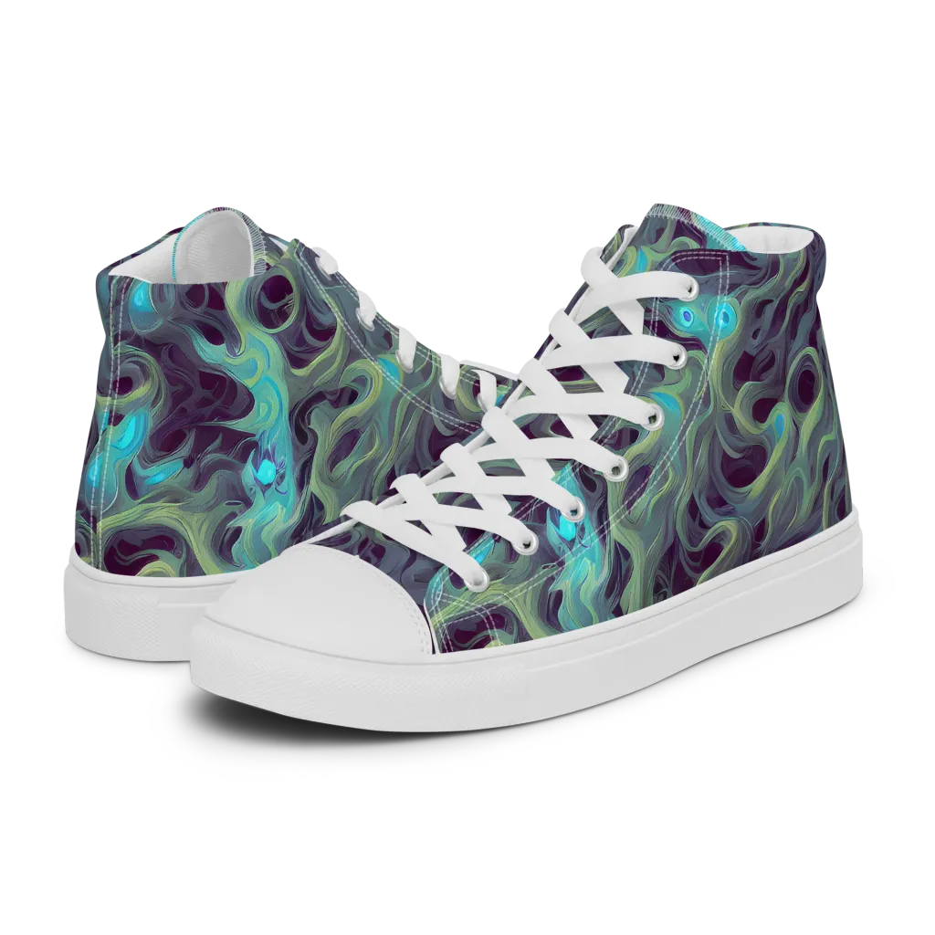 Aqua Apparition on Men's High Top Canvas Shoes — Left