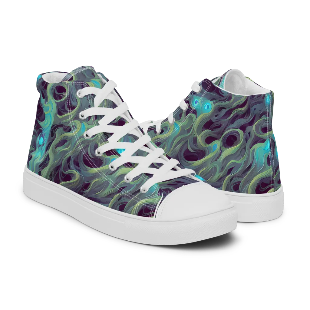 Aqua Apparition on Men's High Top Canvas Shoes — Right