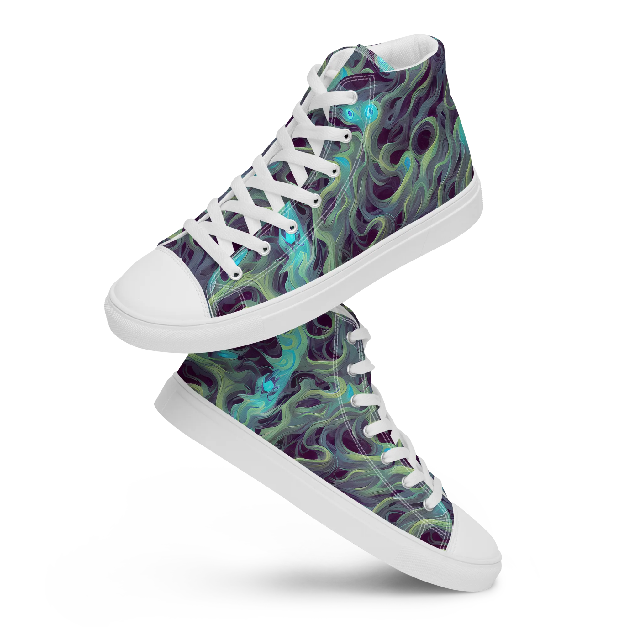 Aqua Apparition on Men's High Top Canvas Shoes — Front