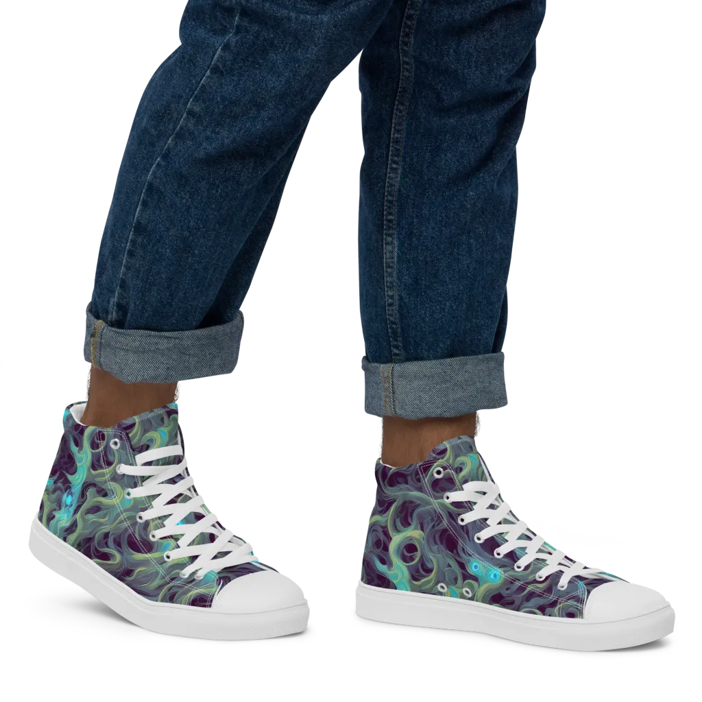 Aqua Apparition on Men's High Top Canvas Shoes — Right