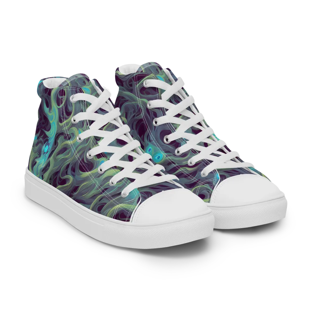 Aqua Apparition on Women's High Top Canvas Shoes — Right Front