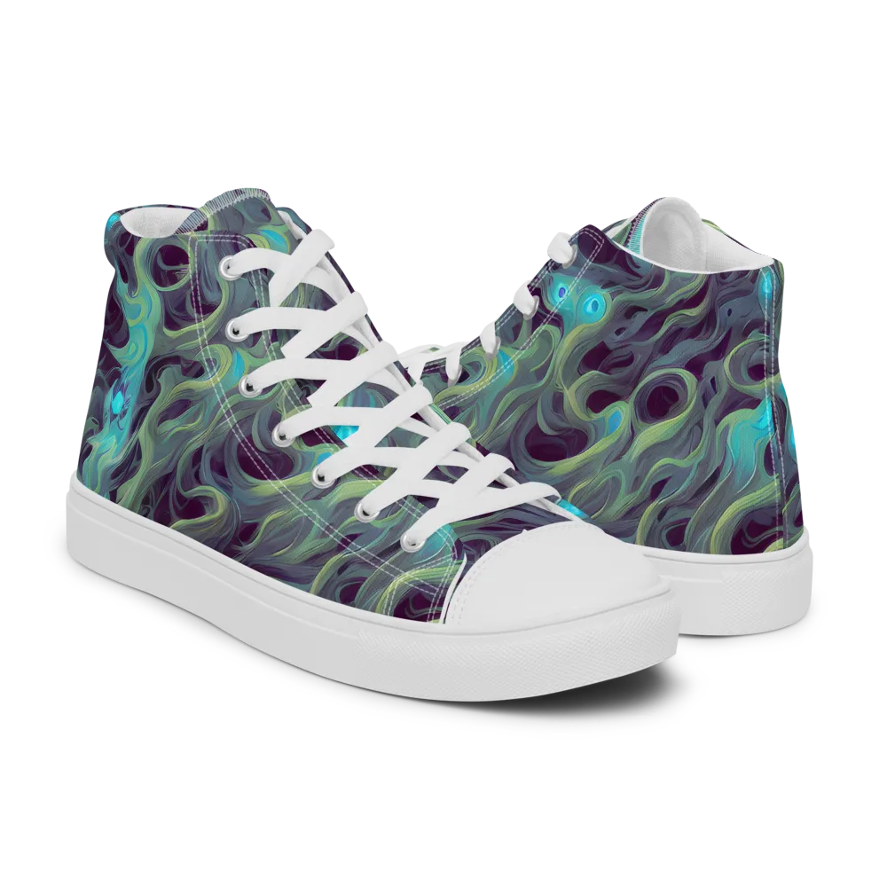 Aqua Apparition on Women's High Top Canvas Shoes — Right