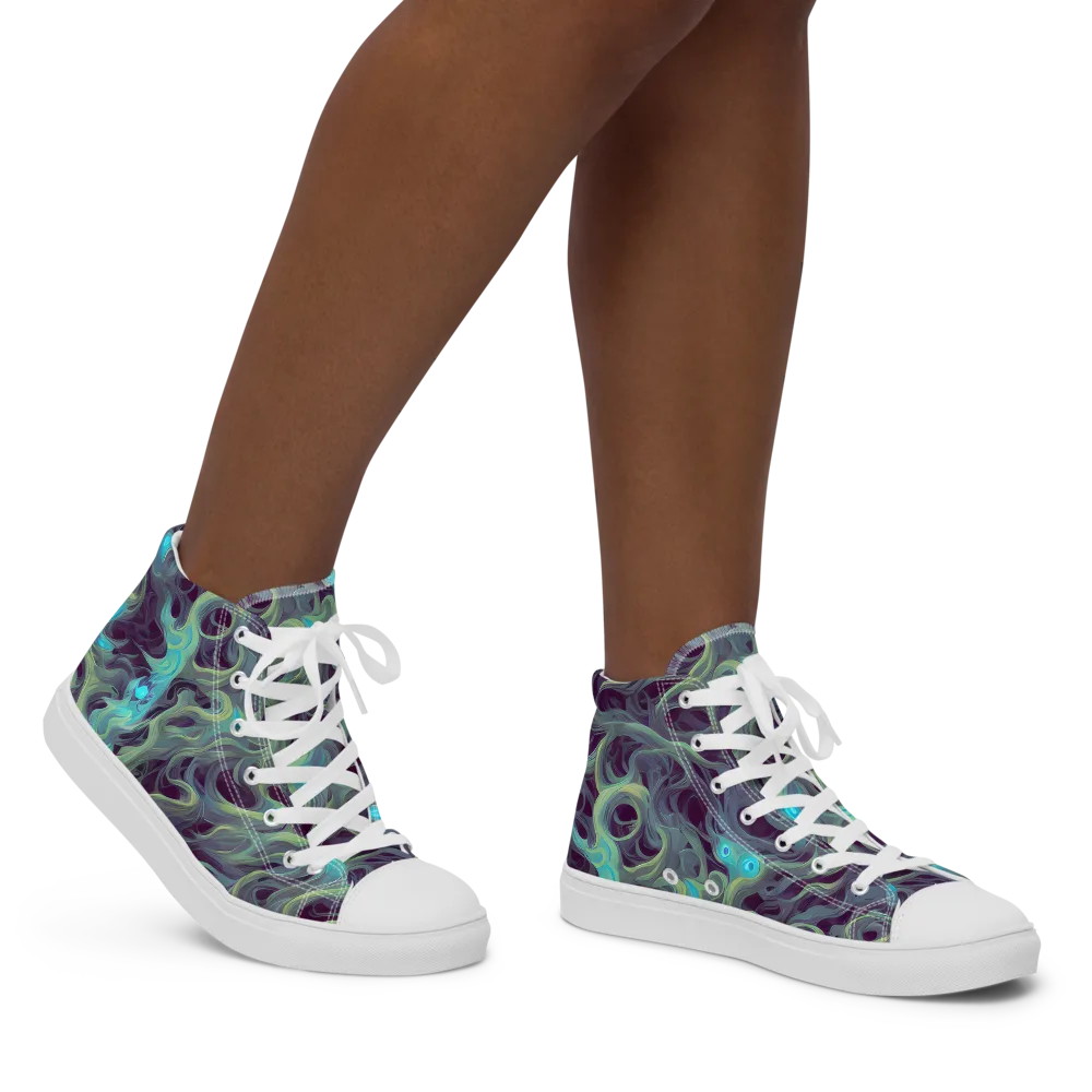 Aqua Apparition on Women's High Top Canvas Shoes — Right