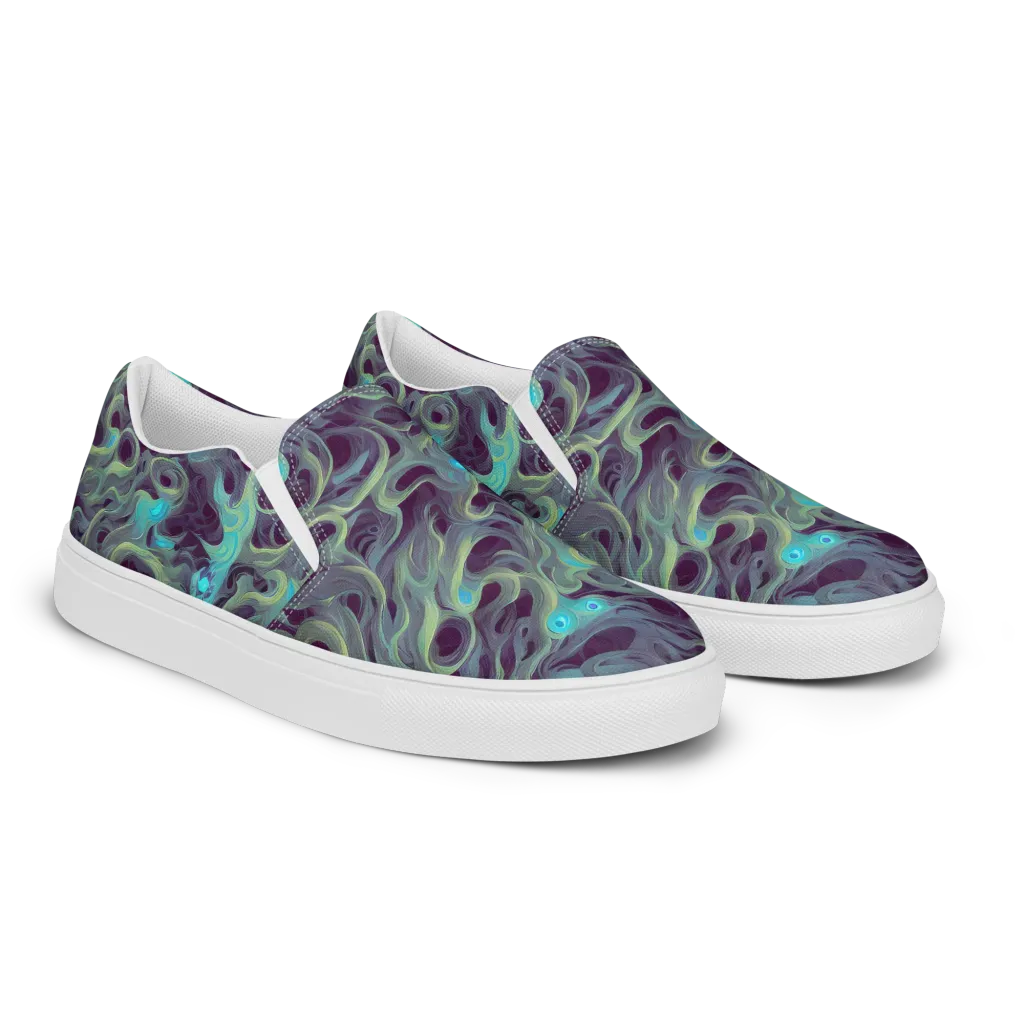 Aqua Apparition on Men's Slip-On Canvas Shoes — Right Front