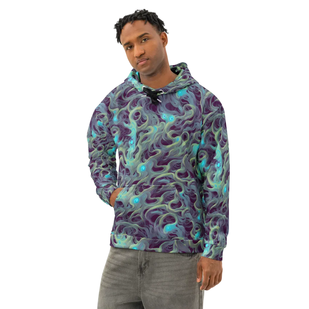 Aqua Apparition on Cotton Hoodie — Left Front