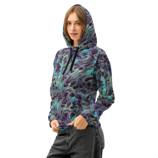 Aqua Apparition on a Cotton Hoodie