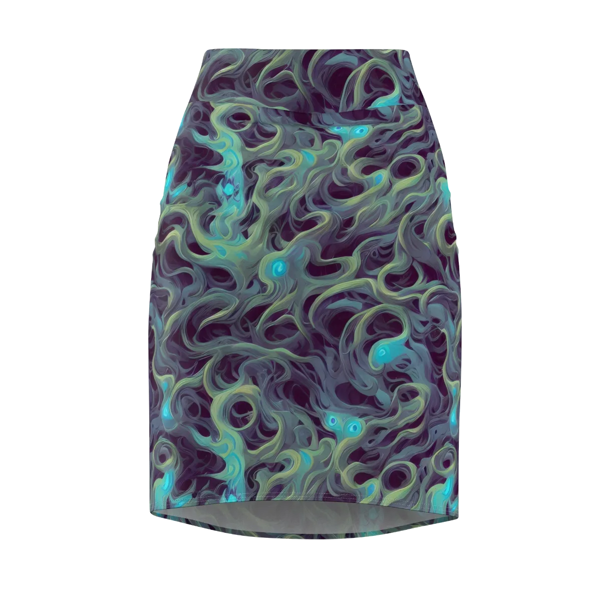 Aqua Apparition on Pencil Skirt — Front
