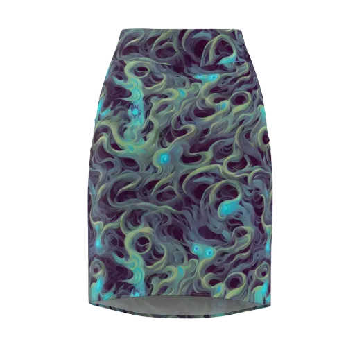 Aqua Apparition on a Pencil Skirt