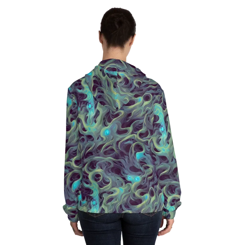 Aqua Apparition on Women's Full-Zip Hoodie — Back On Person