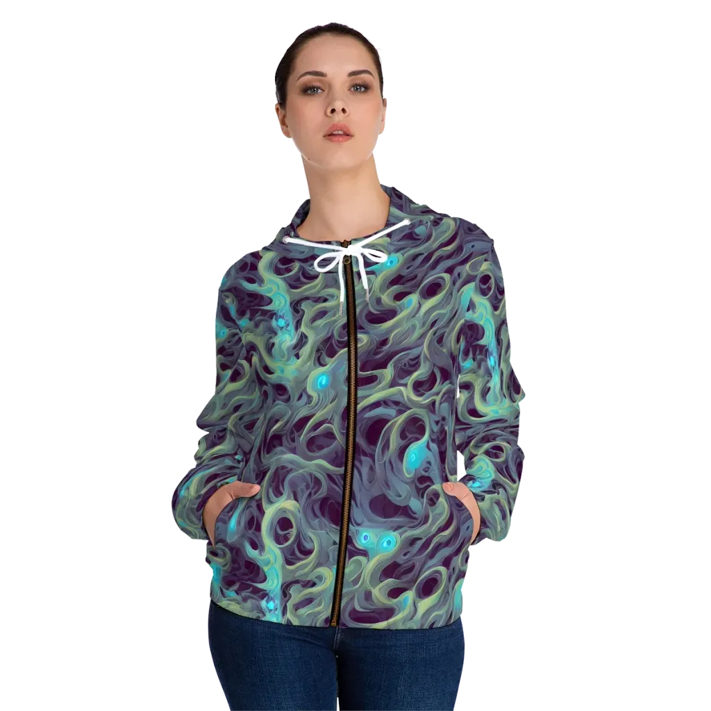 Aqua Apparition on Women's Full-Zip Hoodie — Front On Person