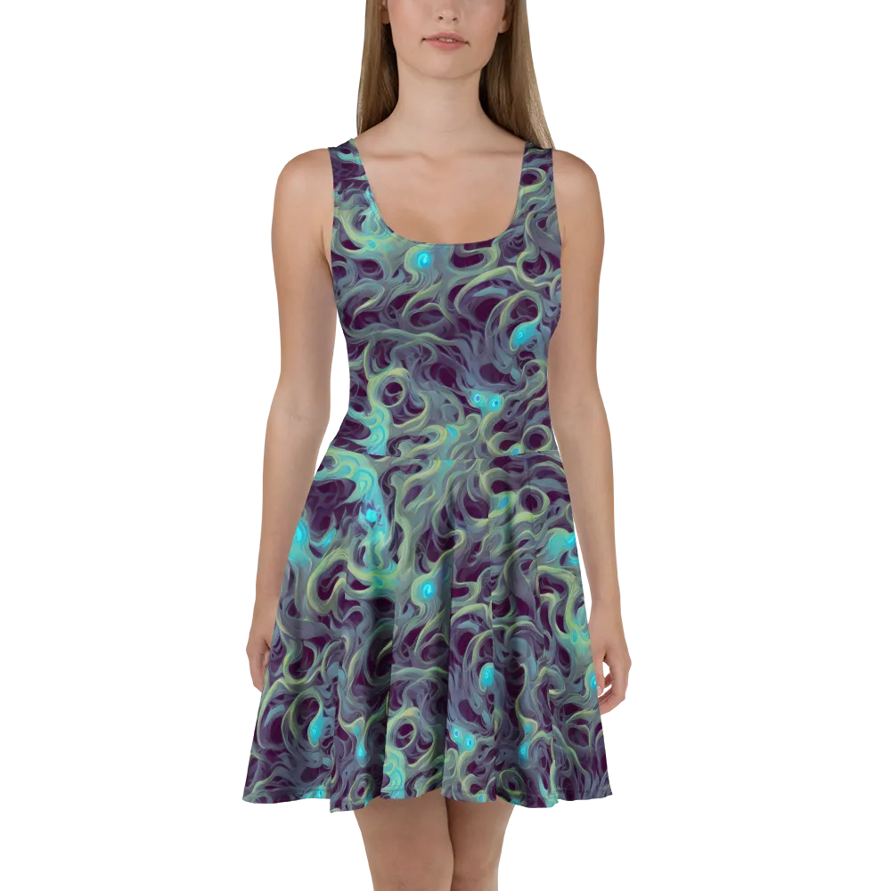 Aqua Apparition on Skater Dress — Front
