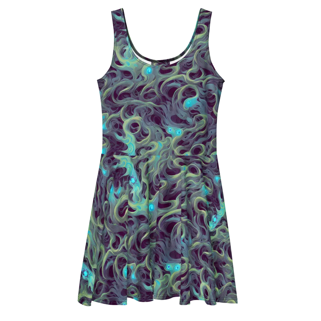 Aqua Apparition on Skater Dress — Front