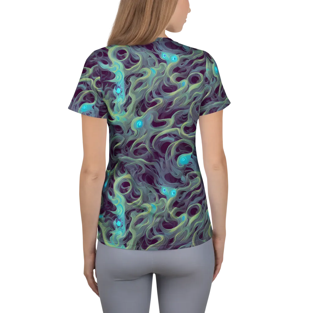 Aqua Apparition on Women's Athletic T-Shirt — Back